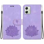 For Motorola Moto G54 Lotus Embossed Leather Phone Case(Purple)