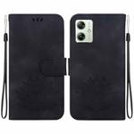 For Motorola Moto G54 Lotus Embossed Leather Phone Case(Black)