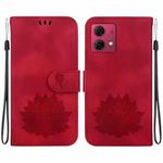 For Motorola Moto G84 Lotus Embossed Leather Phone Case(Red)