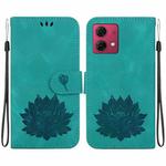 For Motorola Moto G84 Lotus Embossed Leather Phone Case(Green)