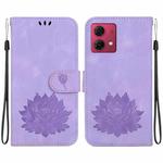 For Motorola Moto G84 Lotus Embossed Leather Phone Case(Purple)