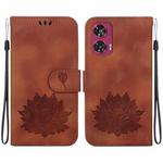 For Motorola Edge 50 Fusion Lotus Embossed Leather Phone Case(Brown)