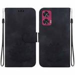 For Motorola Edge 50 Fusion Lotus Embossed Leather Phone Case(Black)