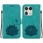 For Motorola Edge 50 Ultra Lotus Embossed Leather Phone Case(Green)