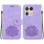 For Motorola Edge 50 Ultra Lotus Embossed Leather Phone Case(Purple)