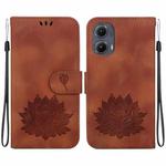 For Motorola Edge 2024 Lotus Embossed Leather Phone Case(Brown)