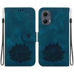 For Motorola Edge 2024 Lotus Embossed Leather Phone Case(Dark Blue)