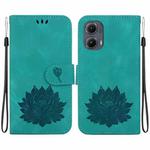 For Motorola Edge 2024 Lotus Embossed Leather Phone Case(Green)