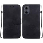 For Motorola Edge 2024 Lotus Embossed Leather Phone Case(Black)