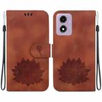 For Motorola Moto G04s / Moto E14 Lotus Embossed Leather Phone Case(Brown)