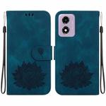 For Motorola Moto G04s / Moto E14 Lotus Embossed Leather Phone Case(Dark Blue)