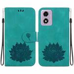 For Motorola Moto G04s / Moto E14 Lotus Embossed Leather Phone Case(Green)