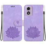 For Motorola Moto G04s / Moto E14 Lotus Embossed Leather Phone Case(Purple)