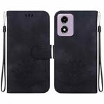 For Motorola Moto G04s / Moto E14 Lotus Embossed Leather Phone Case(Black)