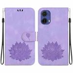 For Motorola Moto G85 Lotus Embossed Leather Phone Case(Purple)