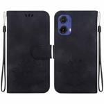 For Motorola Moto G85 Lotus Embossed Leather Phone Case(Black)