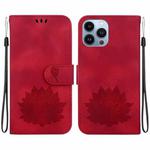 For iPhone 15 Pro Lotus Embossed Leather Phone Case(Red)