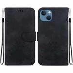 For iPhone 14 Lotus Embossed Leather Phone Case(Black)