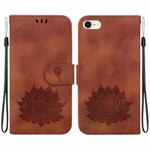 For iPhone SE 2022 / 2020 / 8 / 7 Lotus Embossed Leather Phone Case(Brown)