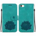 For iPhone SE 2022 / 2020 / 8 / 7 Lotus Embossed Leather Phone Case(Green)