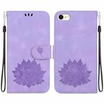 For iPhone SE 2022 / 2020 / 8 / 7 Lotus Embossed Leather Phone Case(Purple)