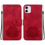 For iPhone 11 Lotus Embossed Leather Phone Case(Red)