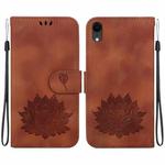 For iPhone XR Lotus Embossed Leather Phone Case(Brown)