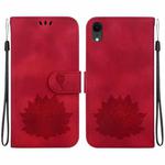 For iPhone XR Lotus Embossed Leather Phone Case(Red)