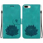 For iPhone 8 Plus / 7 Plus Lotus Embossed Leather Phone Case(Green)