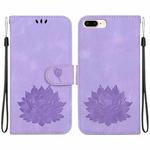 For iPhone 8 Plus / 7 Plus Lotus Embossed Leather Phone Case(Purple)
