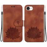 For iPhone SE 2024 Lotus Embossed Leather Phone Case(Brown)