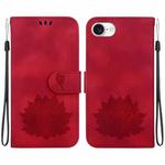 For iPhone SE 2024 Lotus Embossed Leather Phone Case(Red)