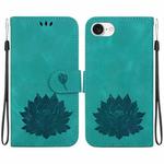 For iPhone SE 2024 Lotus Embossed Leather Phone Case(Green)