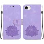 For iPhone SE 2024 Lotus Embossed Leather Phone Case(Purple)