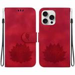 For iPhone 16 Pro Max Lotus Embossed Leather Phone Case(Red)