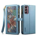 For Samsung Galaxy S24 FE 5G ESEBLE Star Series Lanyard Zipper Wallet RFID Leather Case(Blue)