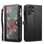 For Samsung Galaxy S25 Ultra 5G ESEBLE Star Series Lanyard Zipper Wallet RFID Leather Case(Black)