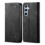 For Samsung Galaxy S24 FE 5G Denim Texture Casual Style Horizontal Flip Leather Case(Black)