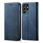 For Samsung Galaxy S25 Ultra 5G Denim Texture Casual Style Horizontal Flip Leather Case(Blue)