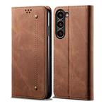 For Samsung Galaxy S24+ 5G Denim Texture Casual Style Horizontal Flip Leather Case(Brown)