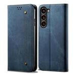 For Samsung Galaxy S24+ 5G Denim Texture Casual Style Horizontal Flip Leather Case(Blue)