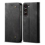 For Samsung Galaxy S24+ 5G Denim Texture Casual Style Horizontal Flip Leather Case(Black)