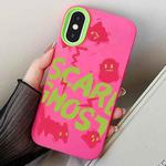 For iPhone X / XS Scared Ghost PC Hybrid TPU Phone Case(Rose Red)