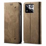 For Xiaomi 15 Denim Texture Casual Style Horizontal Flip Leather Case(Khaki)