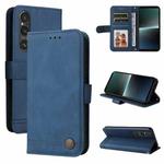 For Sony Xperia 1 V Skin Feel Life Tree Metal Button Leather Phone Case(Blue)