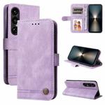 For Sony Xperia 1 VII Skin Feel Life Tree Metal Button Leather Phone Case(Purple)