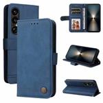 For Sony Xperia 1 VII Skin Feel Life Tree Metal Button Leather Phone Case(Blue)