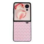 For Honor Magic V Flip Woven Texture Folding PU Phone Case(Pink)
