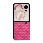 For Honor Magic V Flip Woven Texture Folding PU Phone Case(Rose Red)