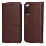 For Sony Xperia 10 V Classic Calf Texture Flip Leather Phone Case(Brown)